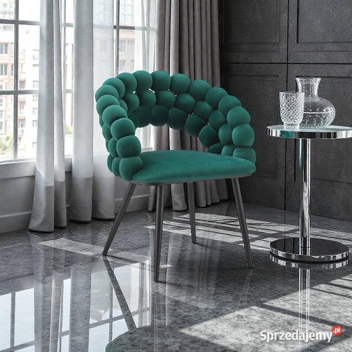 Krzesło Tapicerowane Bubble Black Zielone Tarchały Małe