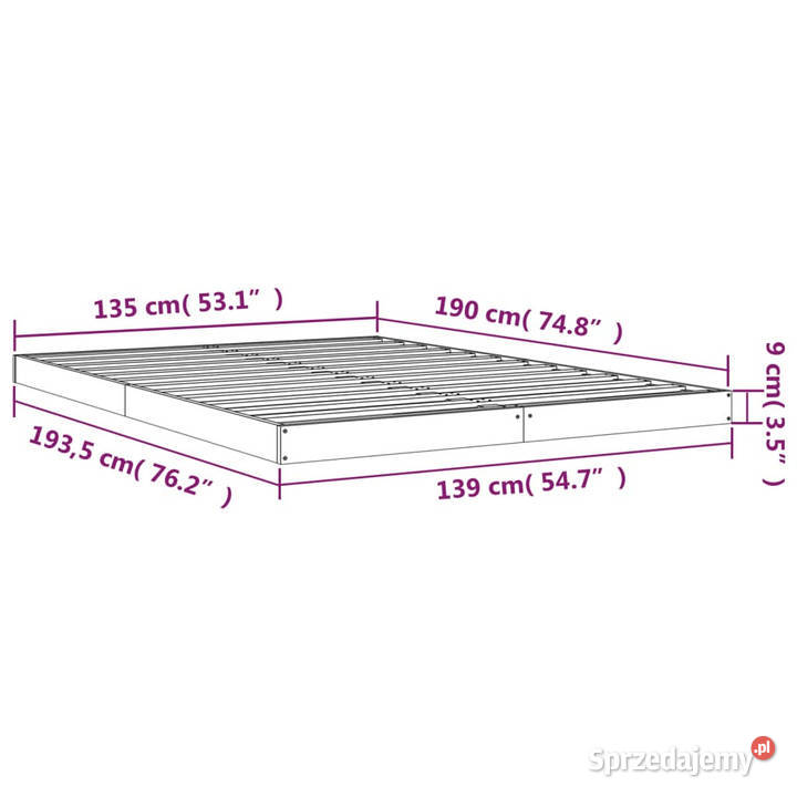 Rama łóżka lite drewno sosnowe 135x190 WM823469 Warszawa