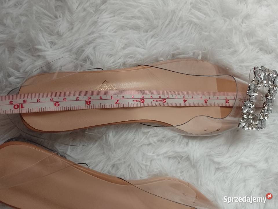 3949 Bogato zdobione transparentne baleriny z 25cm Balerinki Damskie Kraków