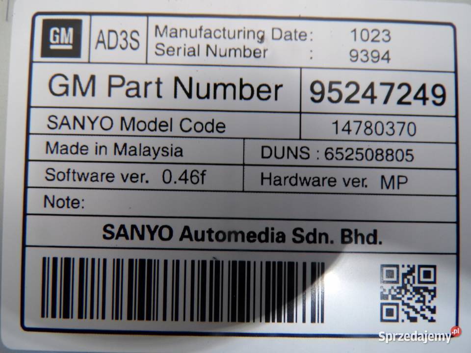 OPEL MOKKA A RADIO CD NAWIGACJA 95137306 UCU osobowe sprzedam