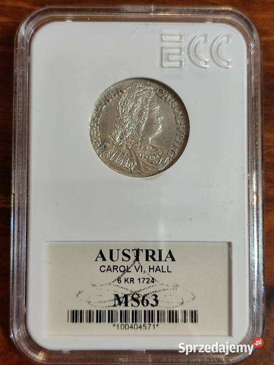 6 krajcarów 1724 Carol VI HALL MS 63 Numizmatyka Kolekcje Starogard Gdański