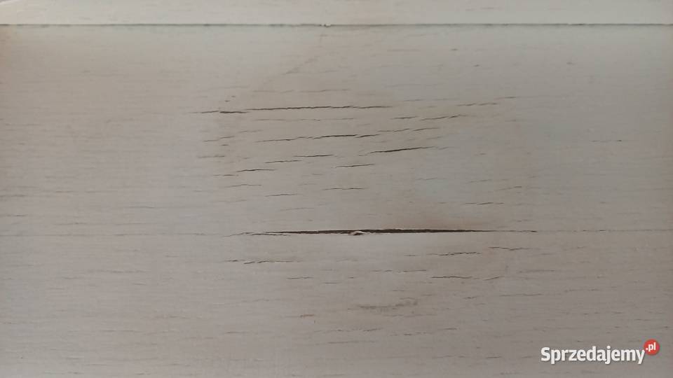 Komoda stara drewniana biała malowana z witrażem