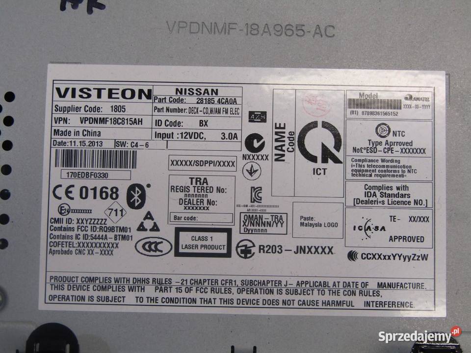 RADIO RADIOODTWARZACZ CD QASHQAI II J11 28185 osobowe