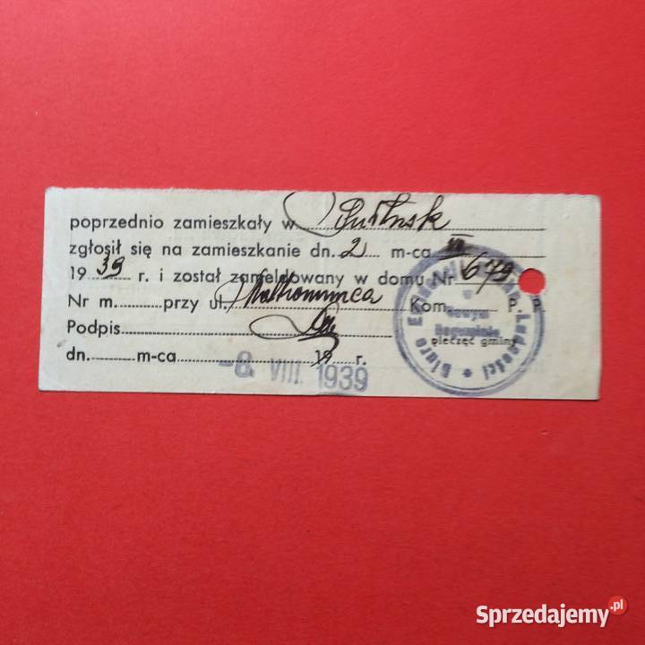 1925 Potwierdzenie Zameldowania Iwaszkiewicz zachodniopomorskie