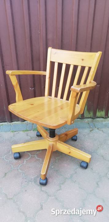 Krzesło drewniane obrotowe do biurka fotel kręcony