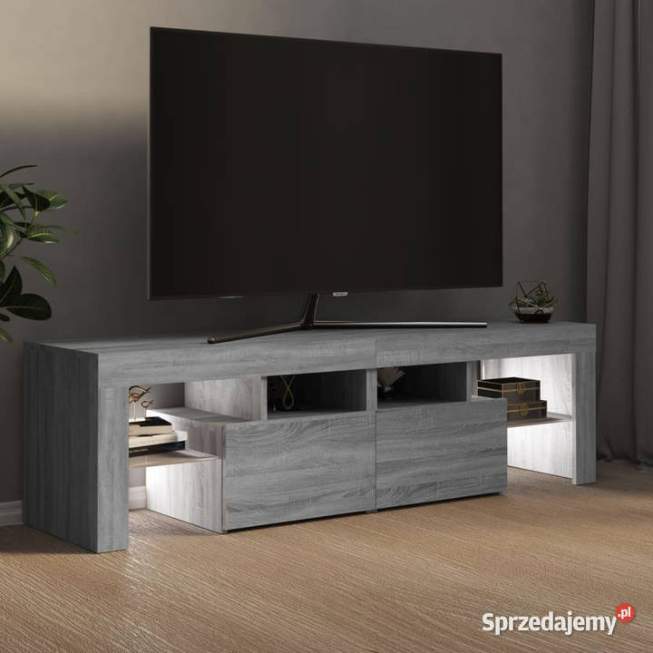 Szafka TV z oświetleniem LED szary dąb sonoma Warszawa