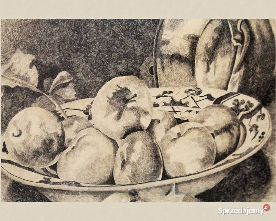 Martwa natura owoce J Brossillon Bruxelles 1929r Bronisze sprzedam