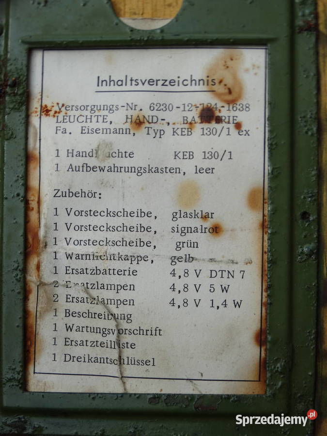 UNIKAT Lampa Wojskowa Eisemann KEB 1301 1962 Biłgoraj