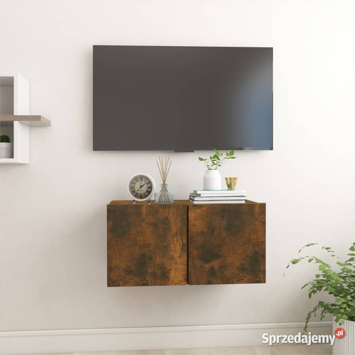 Wisząca szafka pod TV przydymiony dąb 60x30x30 mazowieckie Warszawa