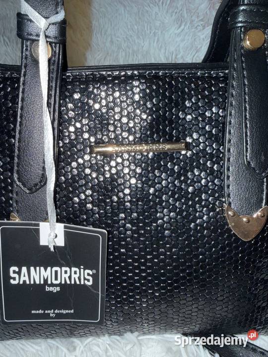 Torebka damska SANMORRIS czarna elegancka złote Tarnowskie Góry