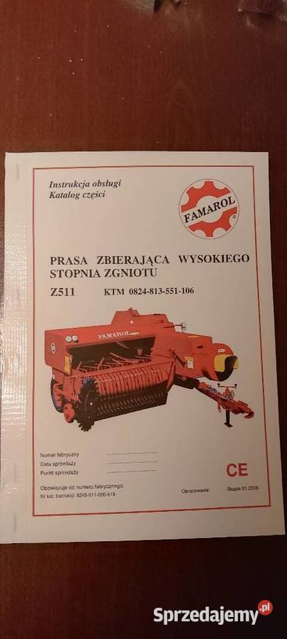 Instrukcja obsługi i katalog prasa zbierająca sprzedam