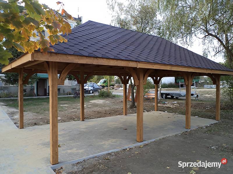 Wiata garażowa 2 drewniana 4x6m dach 4spadowy śląskie Parzymiechy