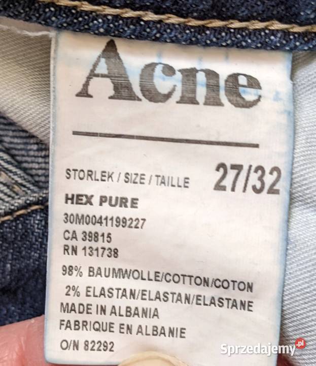 Acne Hex Pure Jeans 2732 Dark Blue Stretch Denim Odzież damska