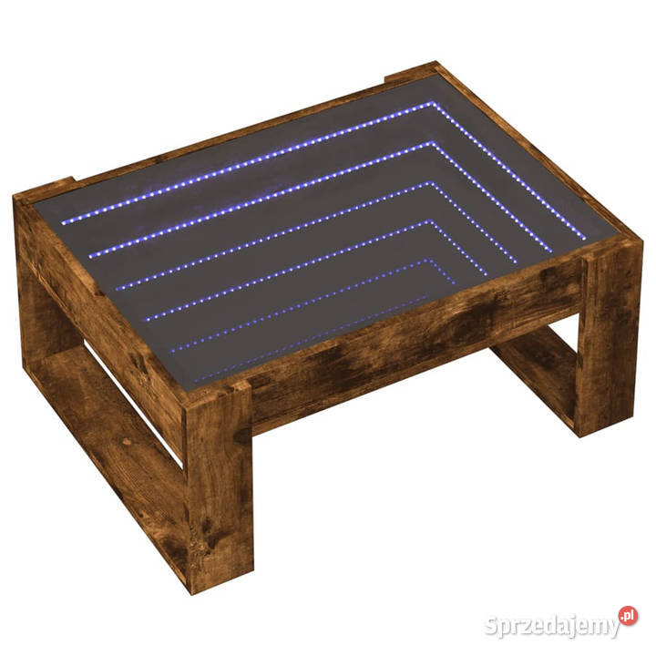 Stolik kawowy z LED Infinity przydymiony dąb