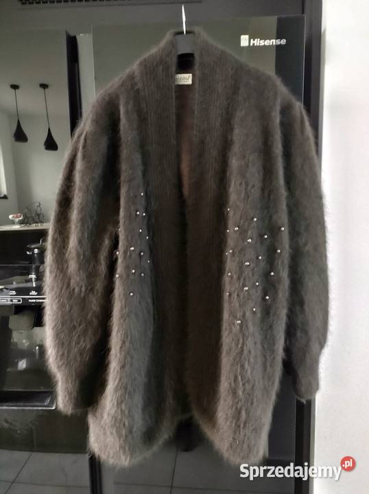 Maxi długi sweter cardigan 80 wełna angora Gliwice sprzedam