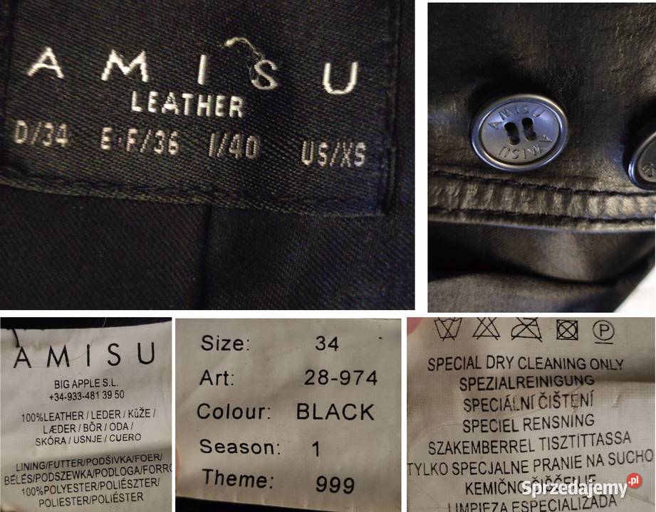 czarna skórzana skórkowa kurtka marynarka żakiet sprzedam