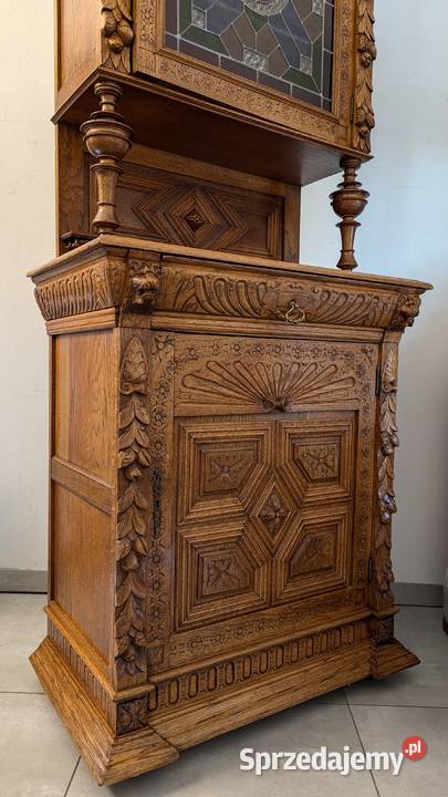 Piękny dębowy kredens neorenesansowysklep Dąbrowa Górnicza sprzedam