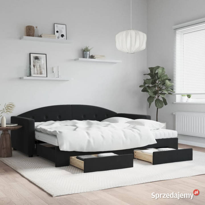 Sofa rozsuwana z szufladami czarna aksamit mazowieckie Warszawa sprzedam