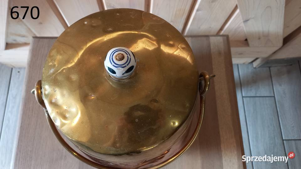 Miedziany pojemnik wiadro z przykrywką z Rękodzieło Gawroniec sprzedam