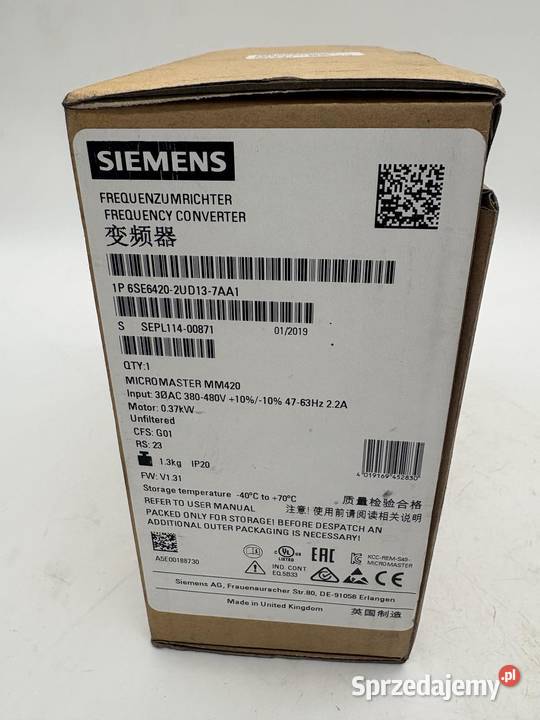 Siemens 6ES64202UD137AA1 Inverter 370W 22A Warszawa