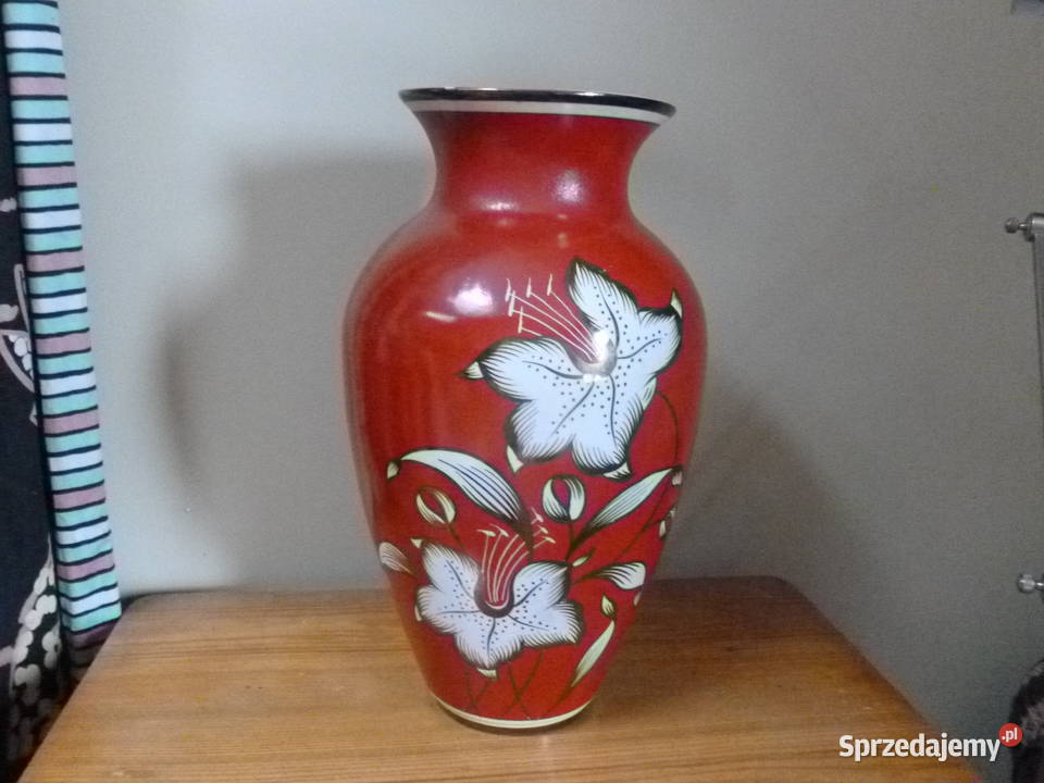 Duży ręcznie malowany wazon Chodzież czerwony Mława sprzedam