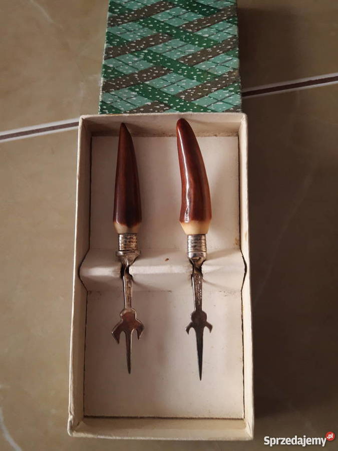 Antyczny zestaw srebro kość Anglia lubelskie Janów Lubelski