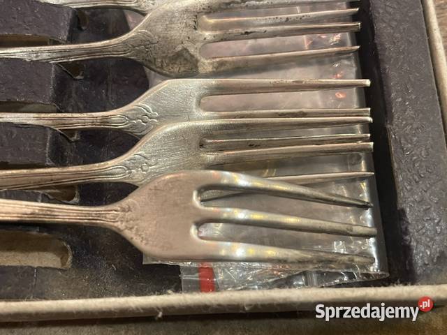 Widelczyki deserowe SS w etui komplet sygnatura małopolskie Kraków