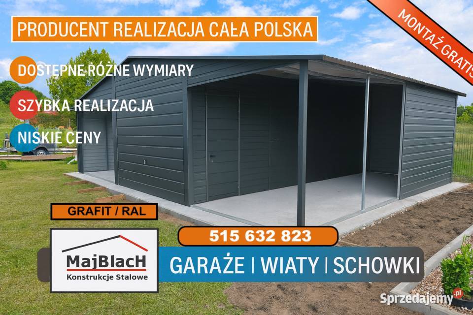 Garaż Blaszany DwuspadowyWiata Sprzedaż Gryfino