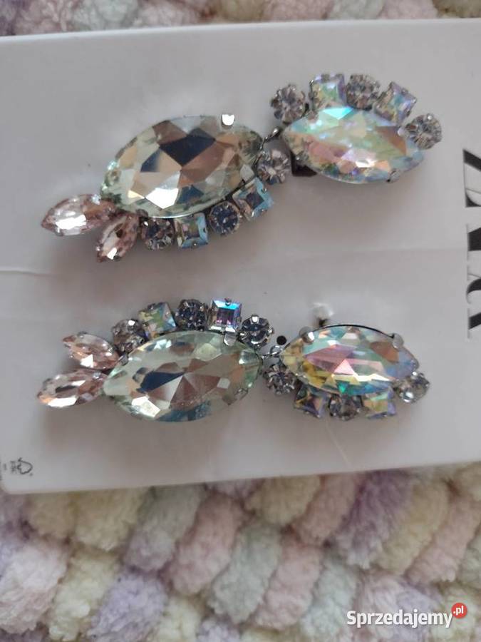 ZARA Bogato zdobione cyrkoniami kolczyki Kraków sprzedam