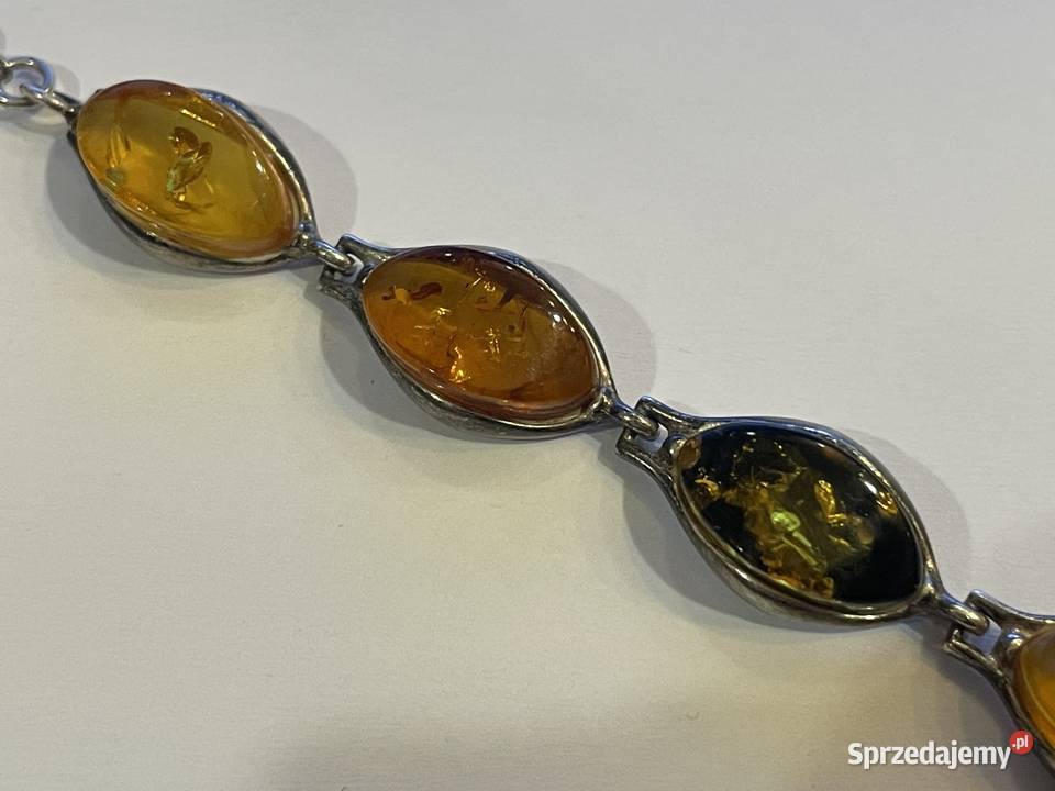 Srebrna bransoletka z bursztynami 156g Kraków