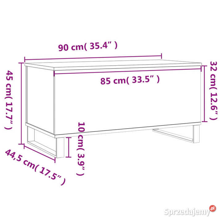 Stolik kawowy przydymiony dąb 90x445x45 WM830985 mazowieckie sprzedam