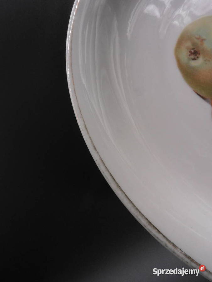 Porcelanowy talerz deserowy z motywem owoców i wielkopolskie Raszków