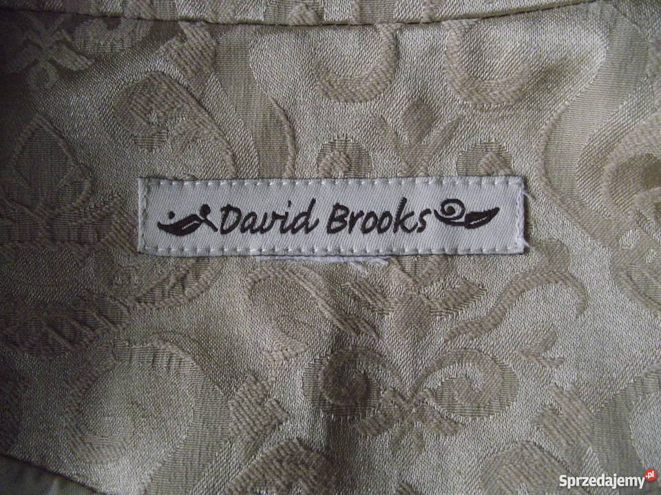 DAVID BROOKS PIASKOWY ŻAKARDOWY ŻAKIET TALIOWANY
