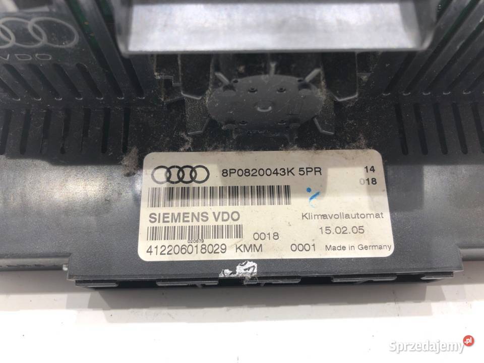 PANEL STEROWANIA NAWIEWU AUDI A3 8P 8P0820043K