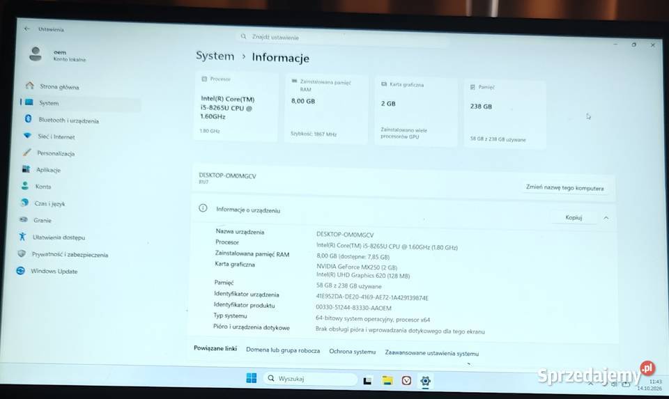 Lenovo Ideapad S530 13IWL i58265U RAM 8GB SSD Warszawa sprzedam