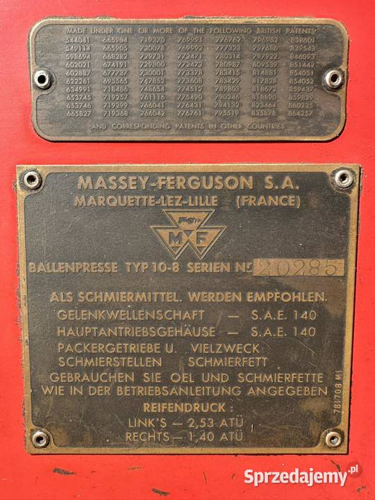 Prasa kostkująca Massey Ferguson 108 wielkopolskie Kościelna Wieś