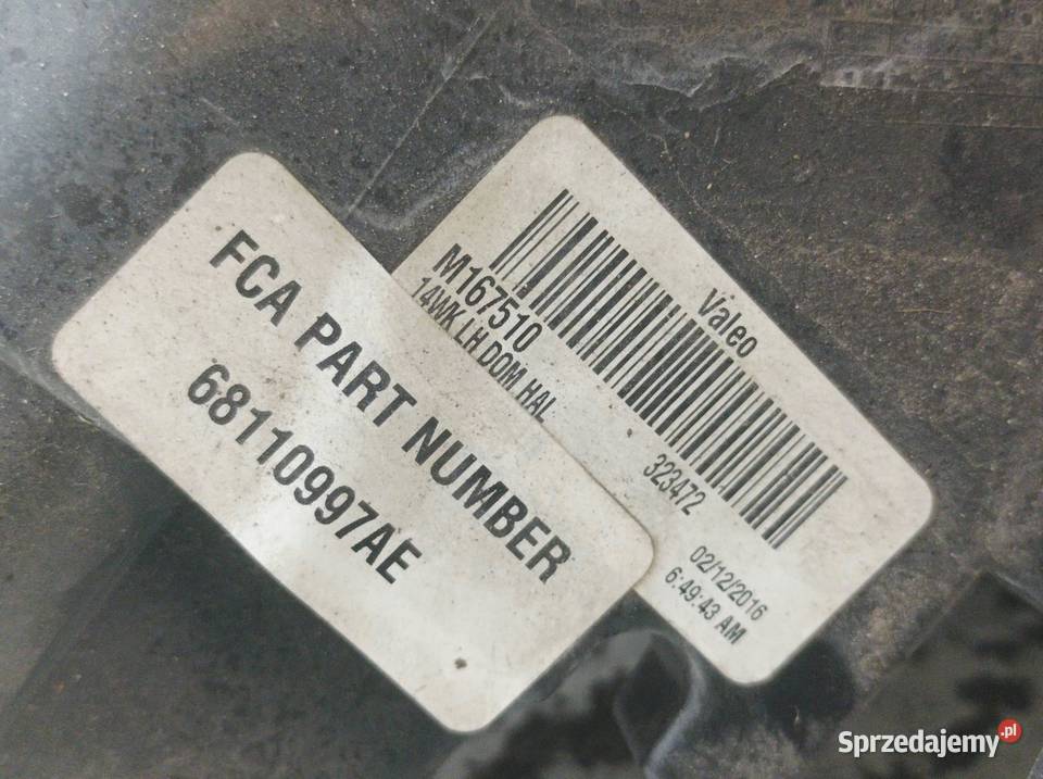 LAMPA PRZÓD LEWA EUROPA 68110997AE Jeep Grand Rok produkcji 2016