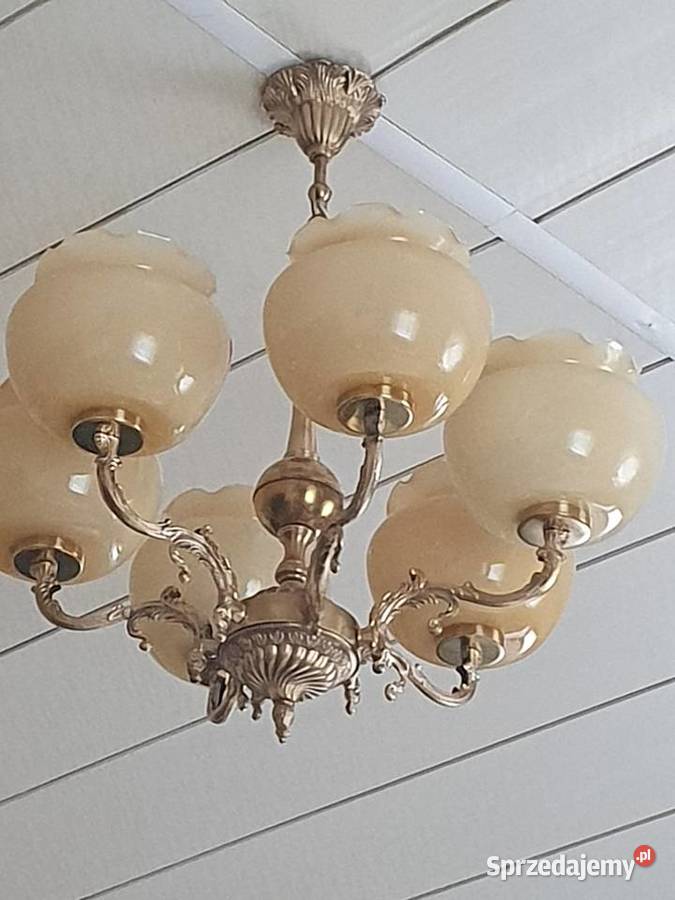 Lampa Żyrandol mosiądz 6 ramienny Lampy wiszące Siemianowice Śląskie sprzedam