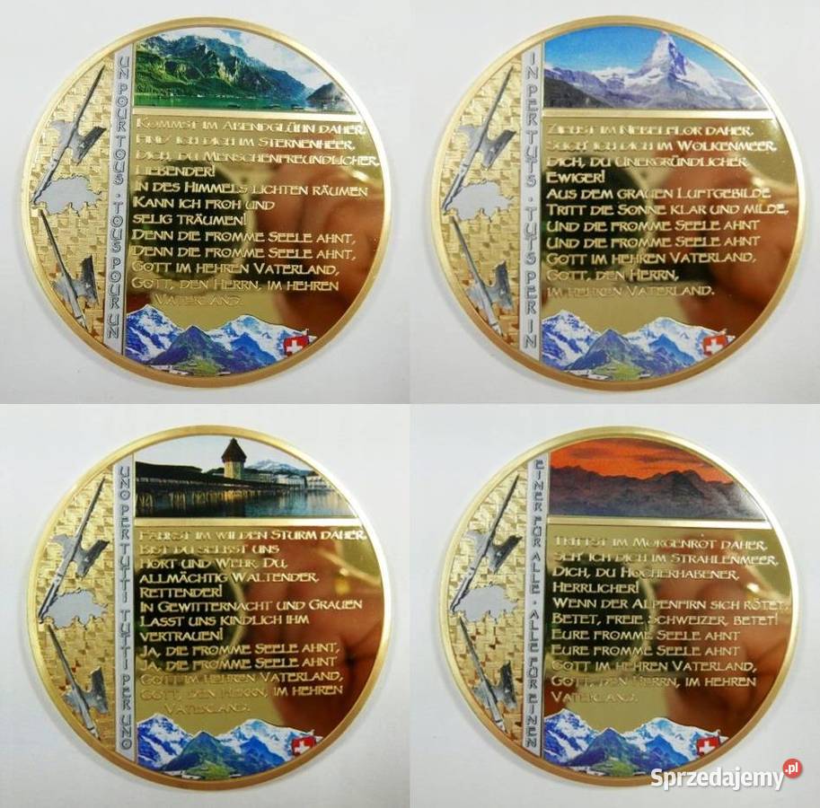 4 x Medal Moneta SZWAJCARIA ZŁOTO 50 mm Olbrzym Gigant Kapse