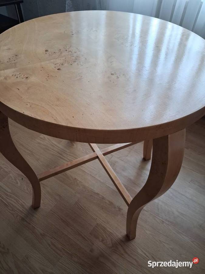 stół okrągły vintage piękny stan czeczota szkło Meble
