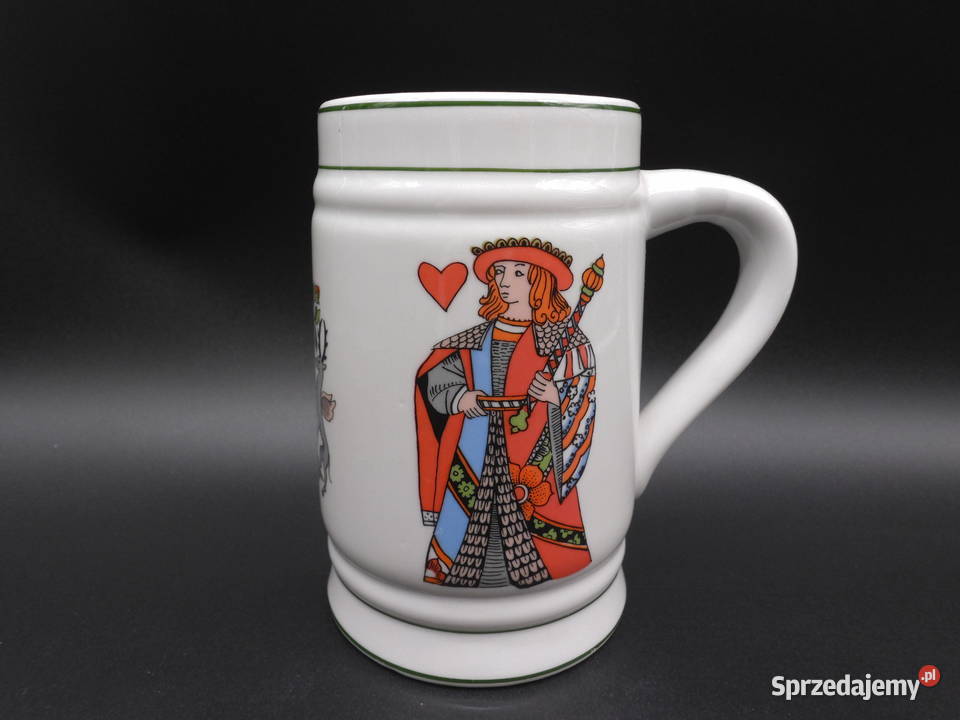 Kufel do Piwa Lippelsdorf z motywami kart do gry Porcelana i szkło Raszków