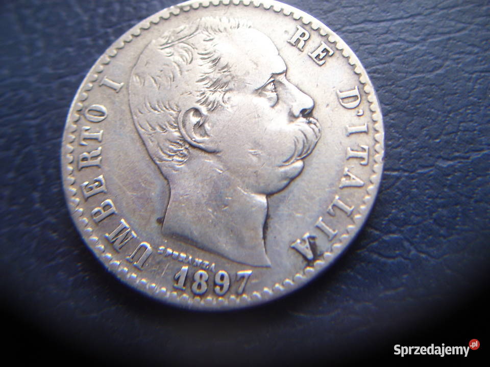 Stare monety 2 lir 1897 Włochy srebro