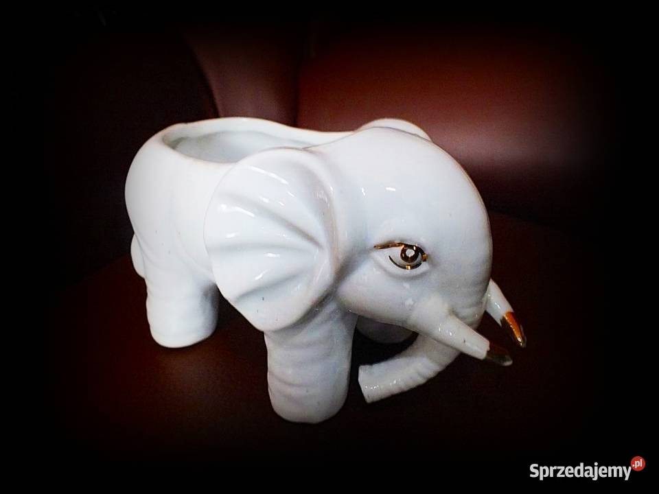 Porcelanowy Słoń Osłonka na doniczkę biały Dom i Ogród Żary