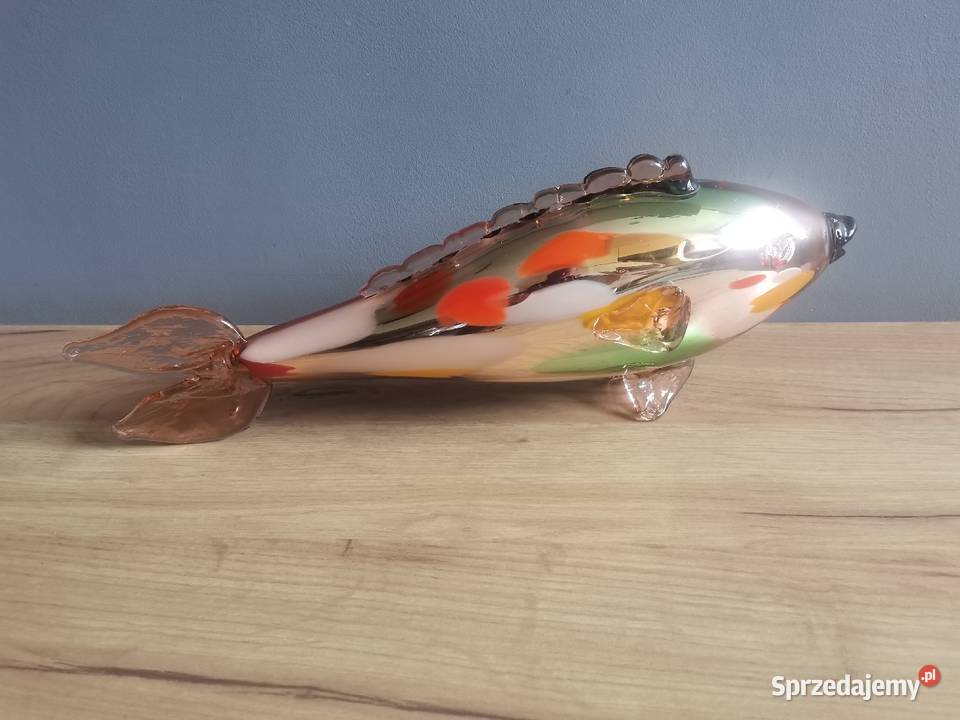 Stara duża szklana kolorowa Ryba PRL 1970 Porcelana i szkło Siemianowice Śląskie