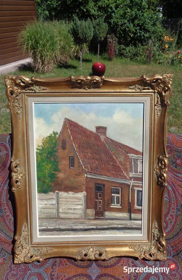 obraz olej na płótnie w pięknej ramie Mielnica Duża