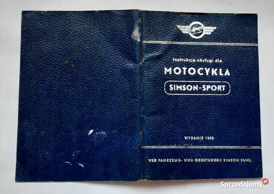 Instrukcja obsługi MOTOCYKLA SIMSONSPORT 1958 łódzkie Łódź