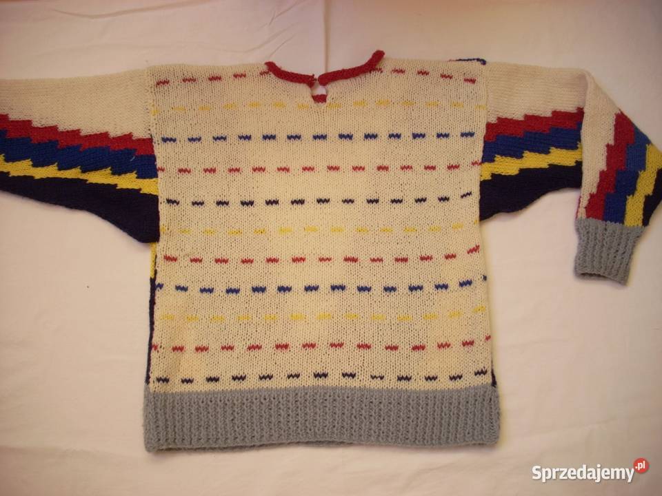 Wzorzysty Sweter dziergany na drutach M 38 Nowy Sącz sprzedam