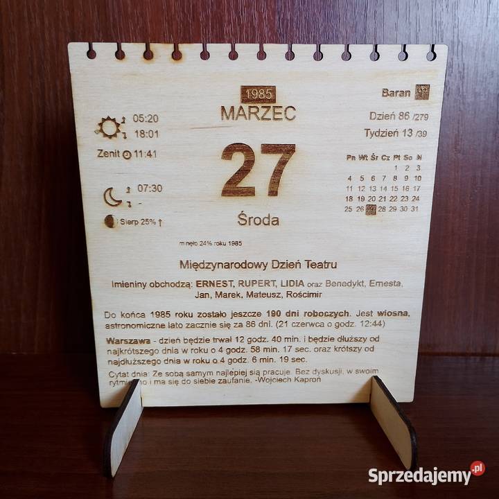 Kartka z kalendarza 17 drewno 18 40 50urodziny Racot