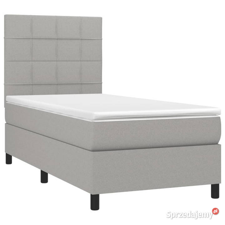 Łóżko kontynentalne z materacem jasnoszare 90cm