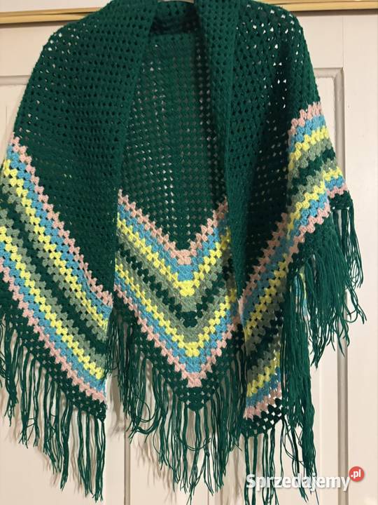 Chusta szydełkowa zielona vintage z czasów PRL Częstochowa sprzedam